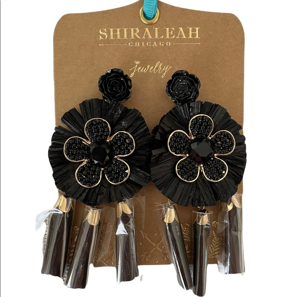 2 for $15 Shiraleah Black Raffia Tassel Earrings